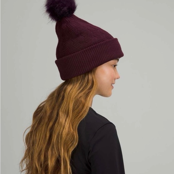 Lululemon Athletica Deep Purple Knit Beanie with Pom